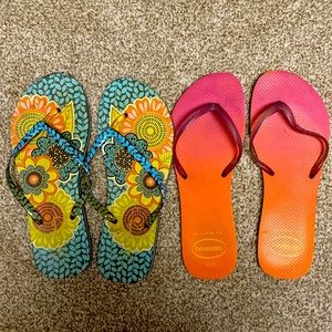 Havaianas and Vera Bradley flip flops, size 10/11 womens